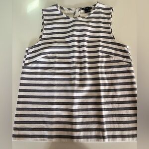Theory Striped Cotton Tank Top Back Zip 00